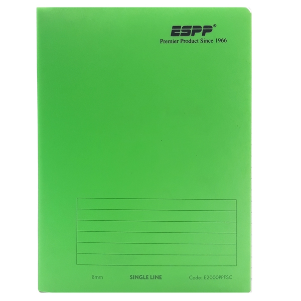 Sổ note espp f5 120 trang pp - kẻ ngang 8mm - mẫu 2 - xanh lá