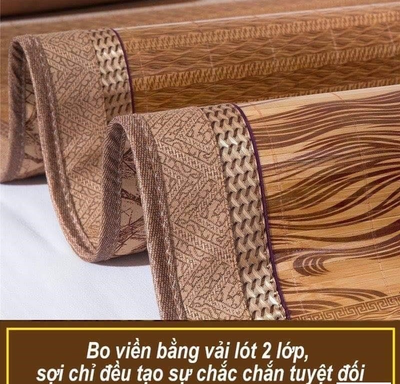 Chiếu Trúc Thanh Gấp Đôi Mặt Trúc - Mặt Lụa 1m6x2m