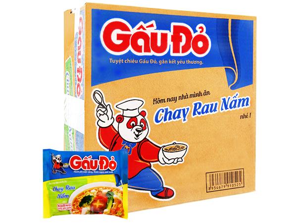 Thùng mì Gấu Đỏ chay rau nấm 30 gói