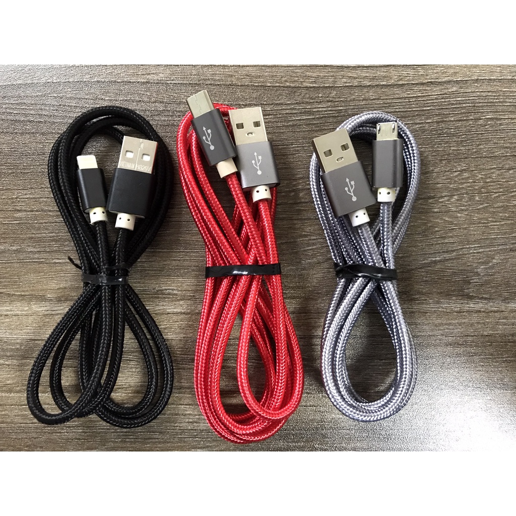 Cáp Sạc Bọc Dù Cổng/Micro/TypeC Hỗ Trợ Sạc Nhanh