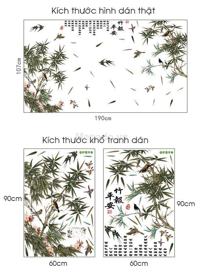 Decal dán tường mẫu cây tre làng quê trang trí