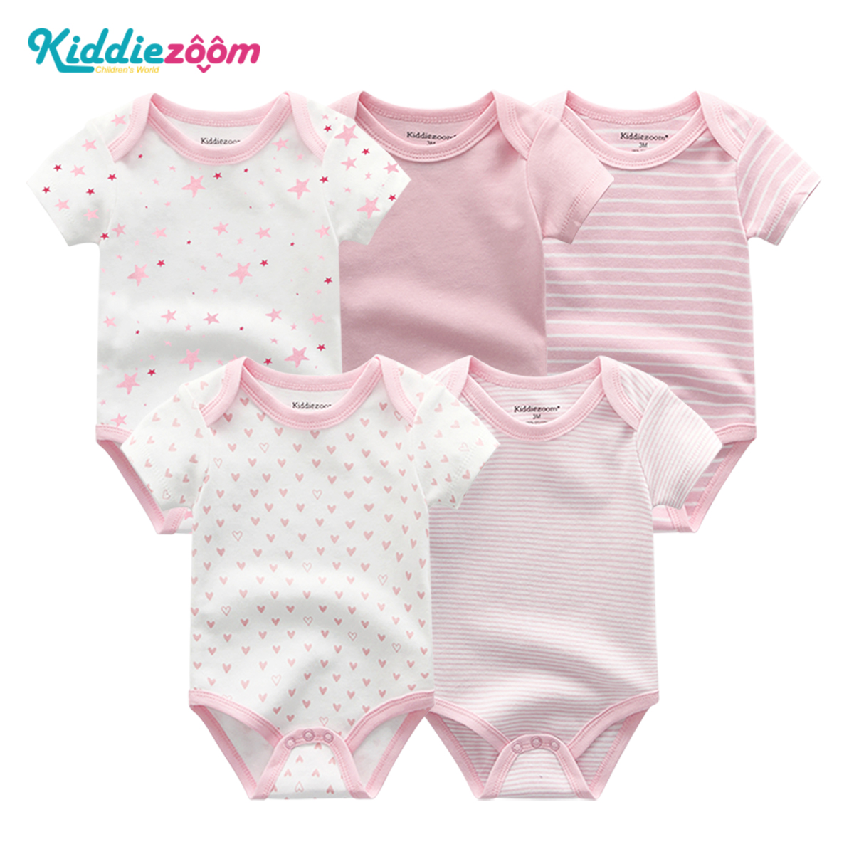 Kiddiezoom Set 5 Bộ Jumsuit Áo Liền Quần Trẻ Em Chất Vải Cotton Mềm Mại Thoáng Mát Thân Thiện Với Làn Da Trẻ