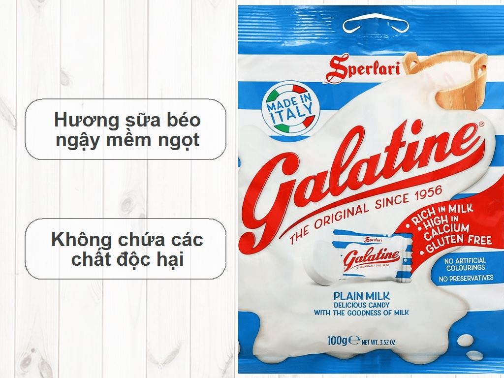 KẸO SỮA GALATINE GÓI 100GR VỊ SỮA / DÂU/ SOCOLA - 01732