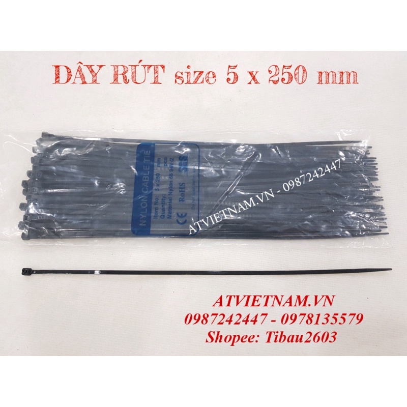 Dây rút màu đen 5x250mm (1 bịch )