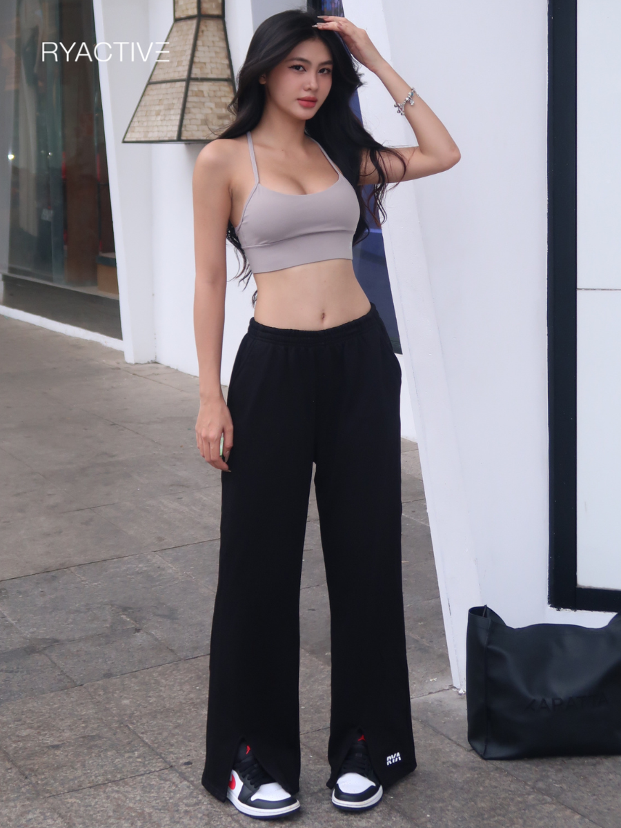 Quần nữ ống rộng RYACTIVE - RYA Loose Pant Black