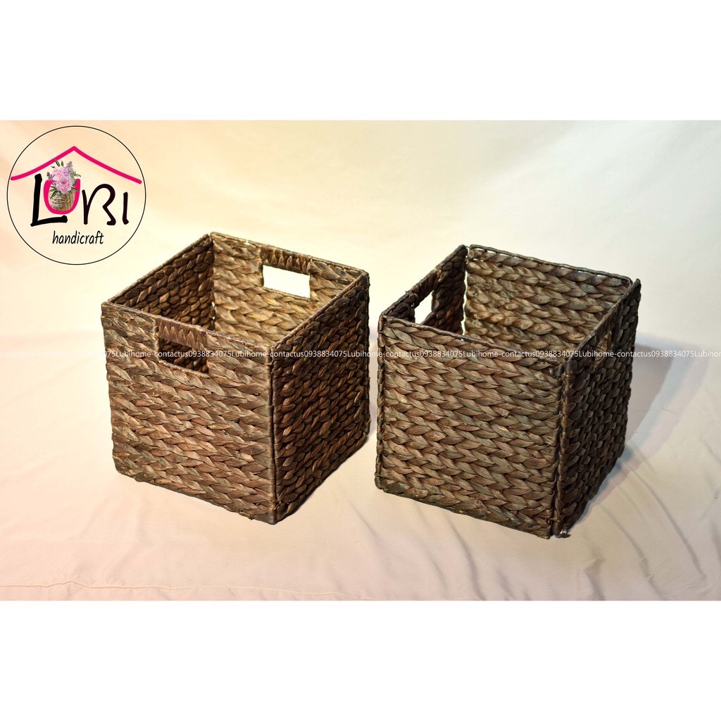 Square Folding water hyacinth basket 27x27x27