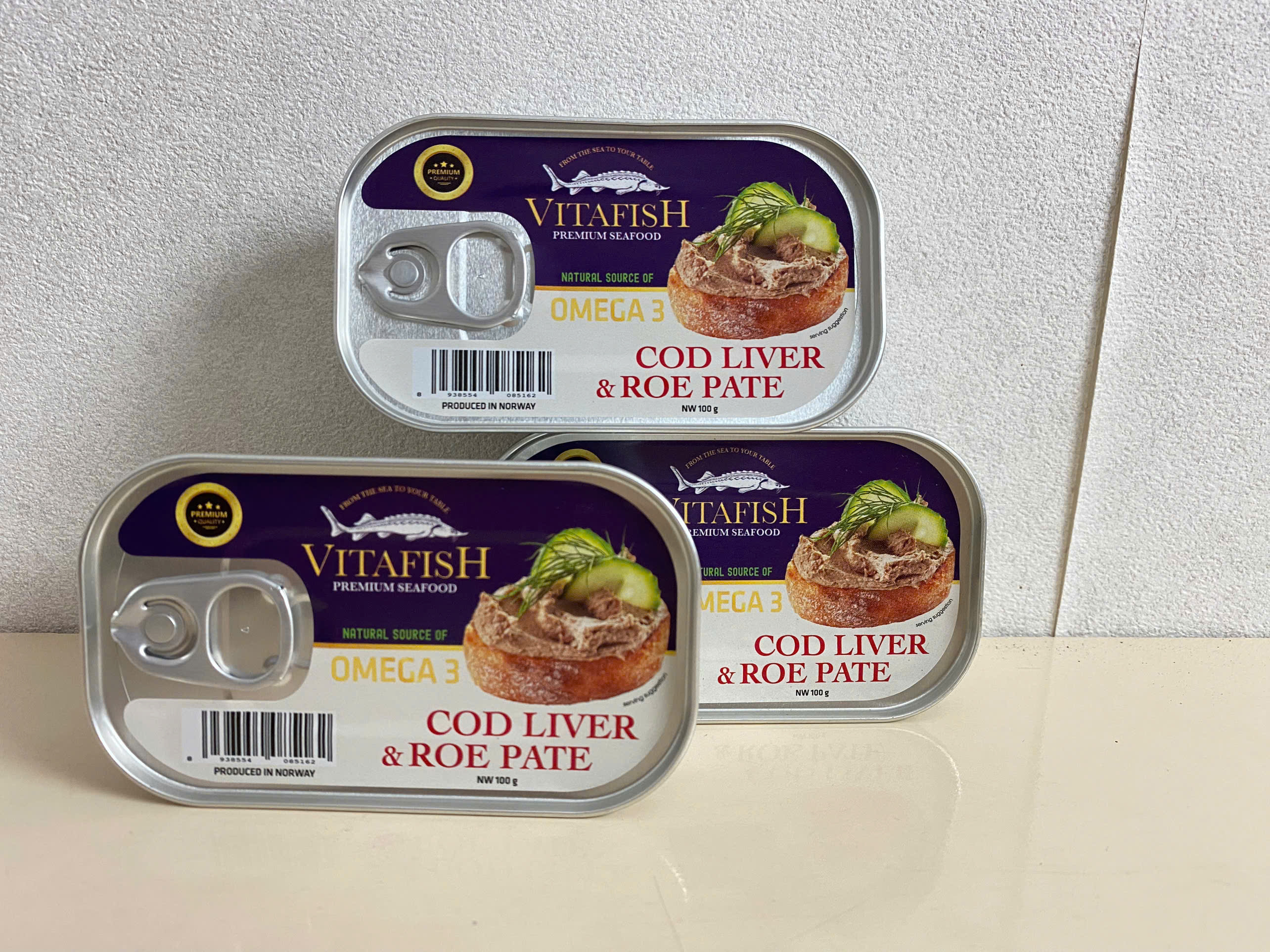 Combo 5 Hộp Pate Gan Cá Tuyết Và Trứng Cá Tuyết Vitafish Premium 100G - Pa Tê Cá Tuyết Đóng Hộp Ăn Liền Giàu Omega-3, Vị Béo Mịn, Set 5 Hộp Tiết Kiệm Cho Gia Đình & Làm Quà, Sản Xuất Tại Na Uy, Nhập Khẩu Chính Ngạch - Russian Mart VN