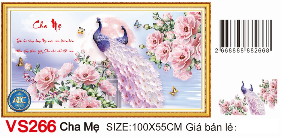 Tranh đính đá cha mẹ công vs266 kích thước: 100 x 55 cm