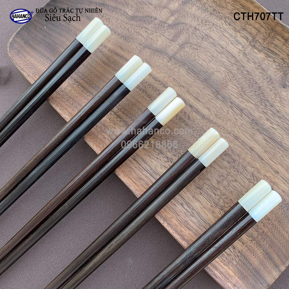 Đũa gỗ Trắc đầu xà cừ  - CTH707TT - (Hộp 10 đôi tròn đẹp) gỗ Trắc tự nhiên - Chopstick of HAHANCO