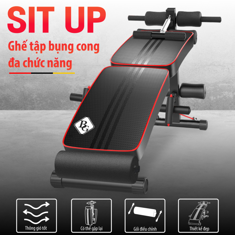GYM19 - Ghế tập bụng cong có chốt gập HÓT 2019 Mẫu 119