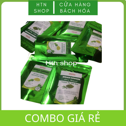 Combo 4 gói bột henna nhuộm tóc thảo dược nguyên chất Ấn Độ -nâu đỏ nguyên thủy lá henna