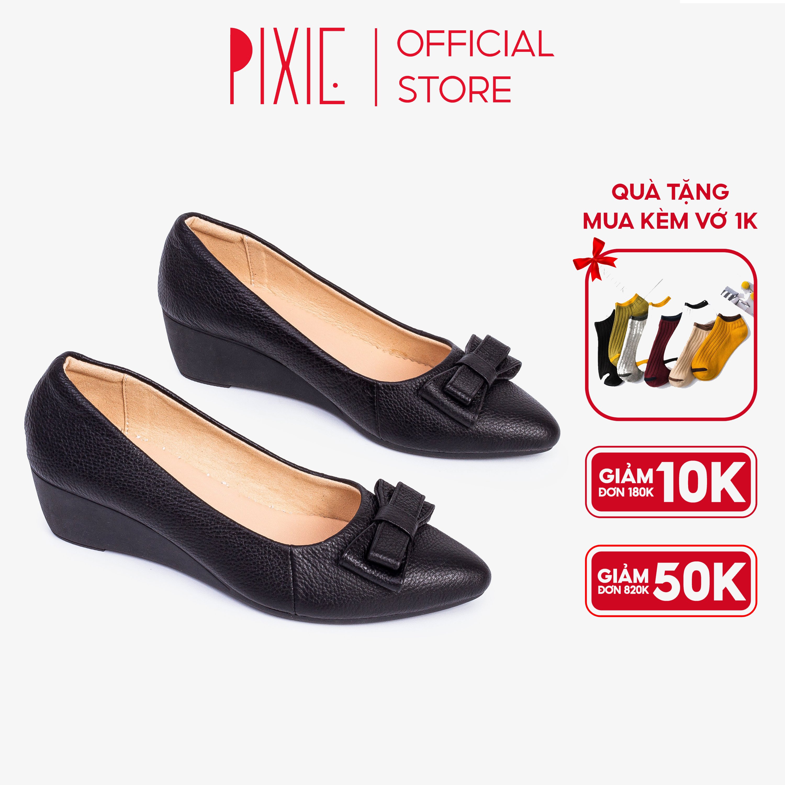 Giày Đế Xuồng 3cm Mũi Nhọn Gắn Nơ [Form nhỏ tăng 1 size] Pixie X619