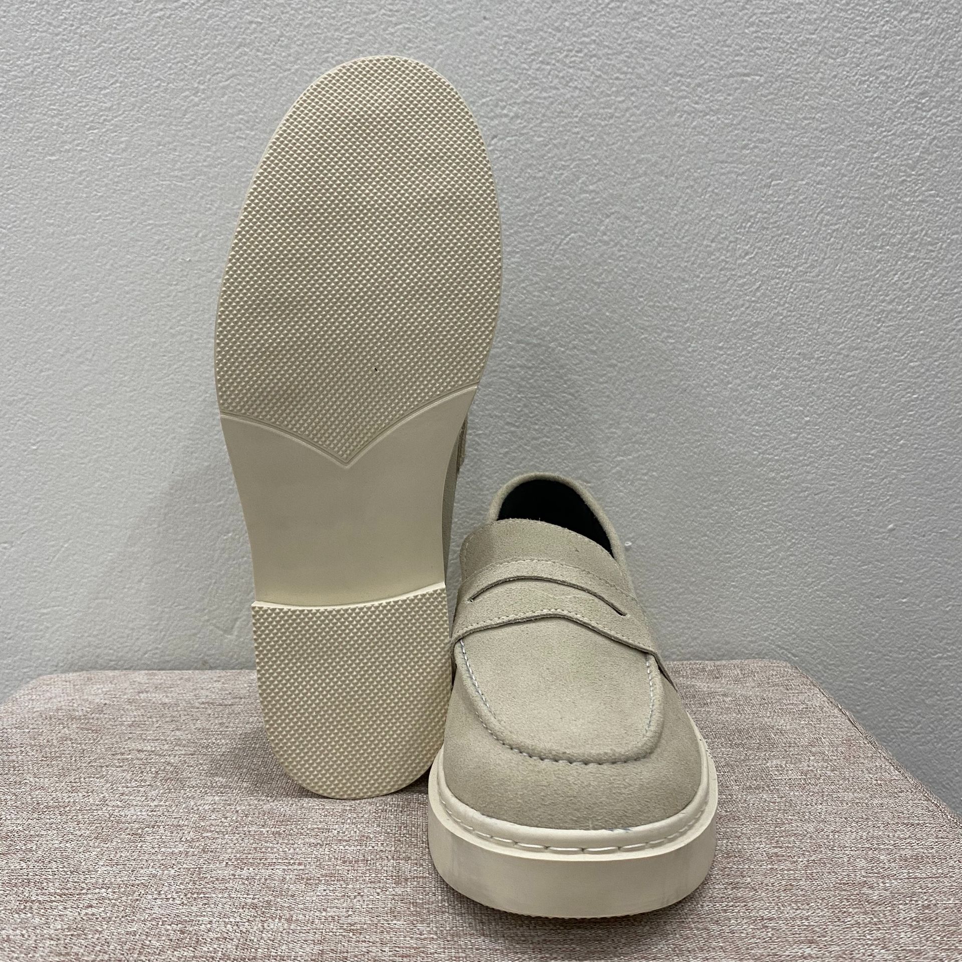 Giày Loafer tan da lộn, giày lười nam màu be