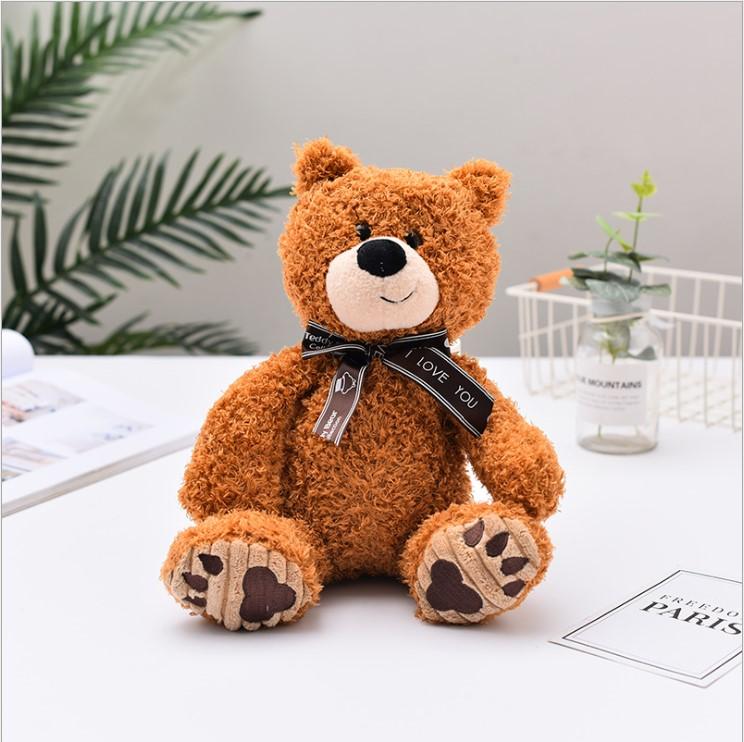 Gấu bông teddy lông xù cột nơ cực yêu 32cm