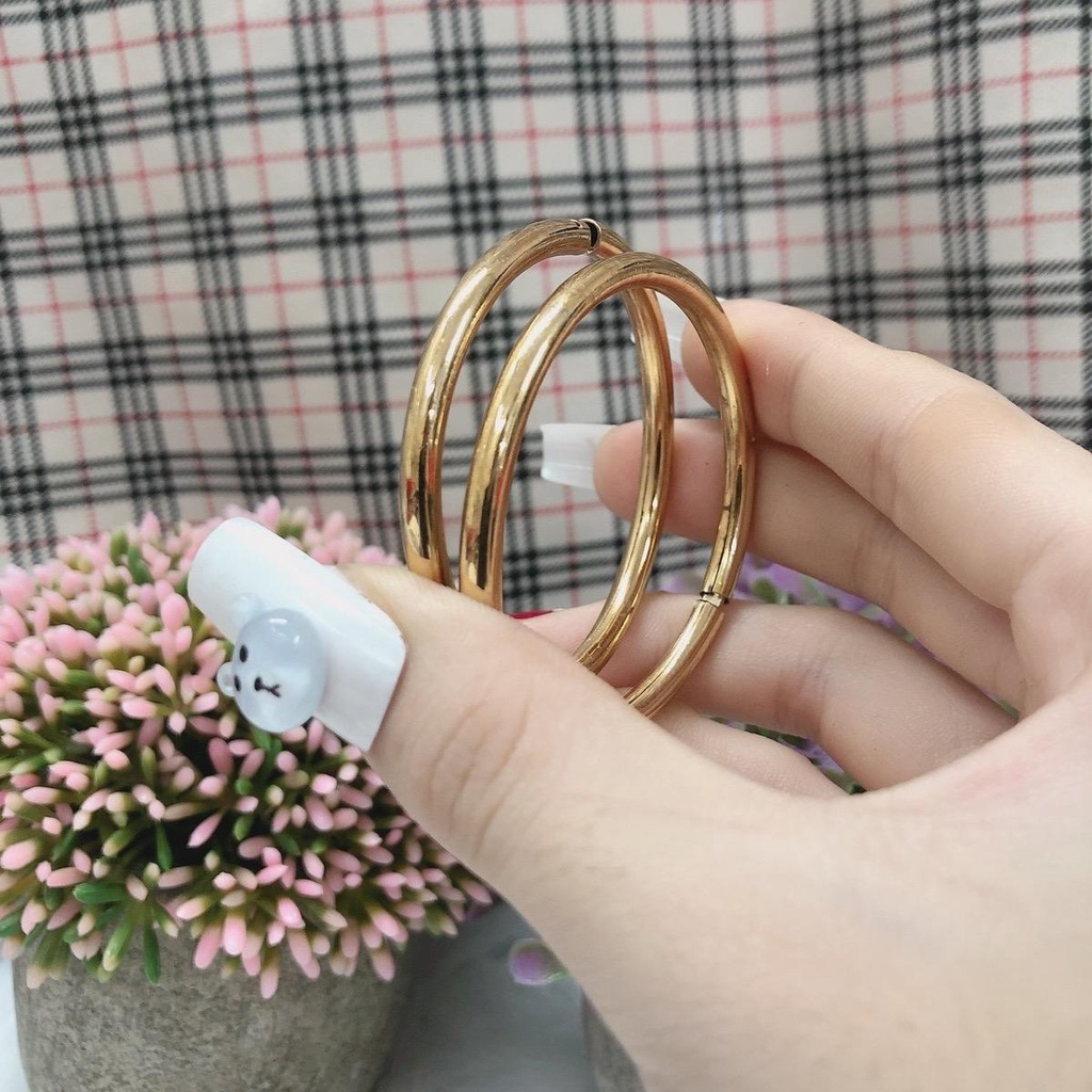 Vòng (đồng đeo bền) trơn 18k khoá lưỡi gà (có ni em bé)
