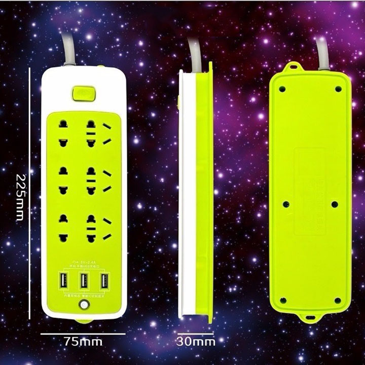 Ổ cắm điện đa năng 6 phích 3 cổng usb