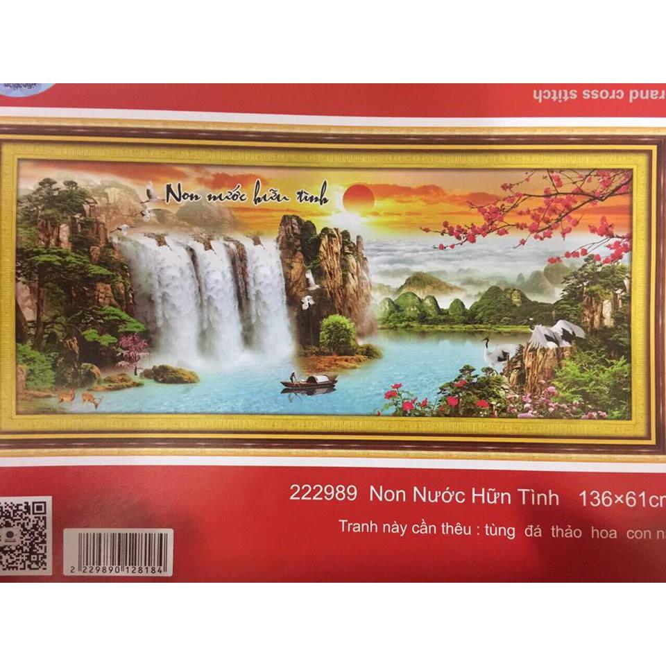 [HCM]Tranh Thêu PHONG CẢNH NON NƯỚC HỮU TÌNH 222989   kích thước 136 x 61cm