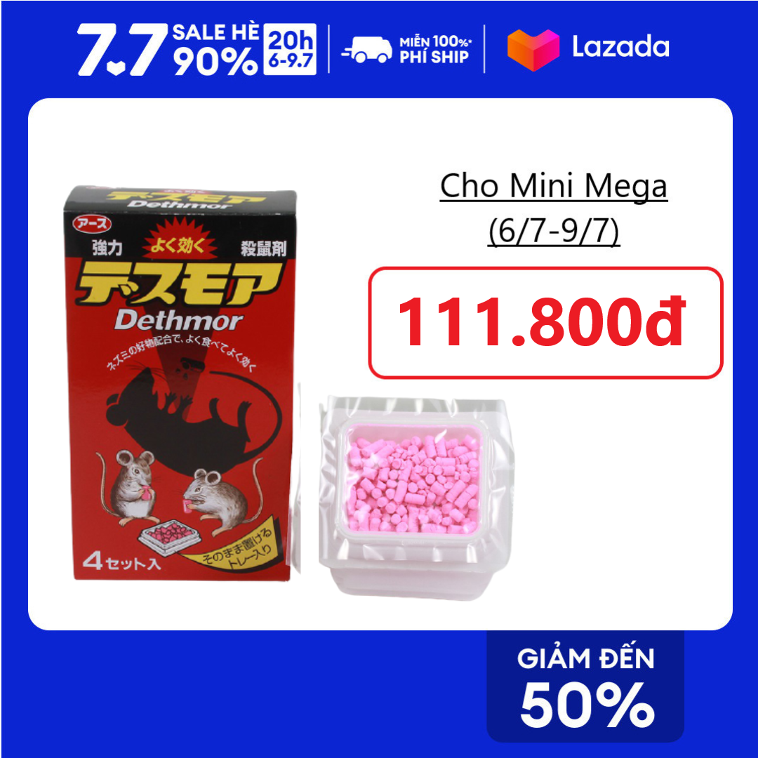 Thuốc diệt chuột Nhật Bản Dethmor 4 vỉ màu hồng Nội địa Nhật Bản