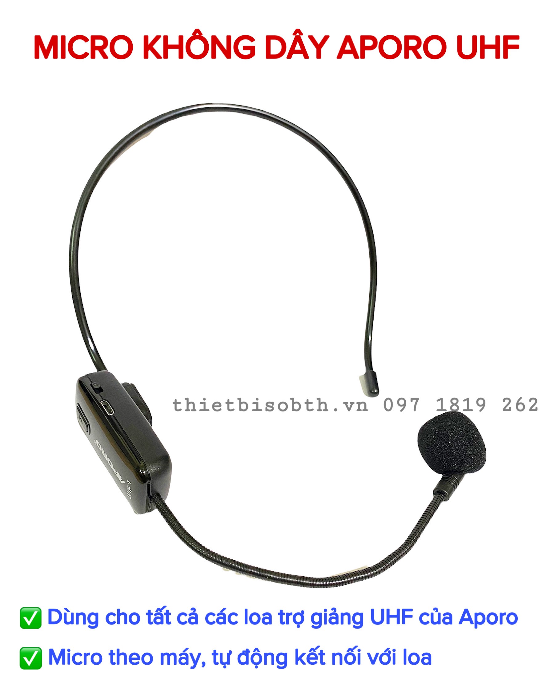 Micro không dây Aporo UHF hàng zin  theo máy