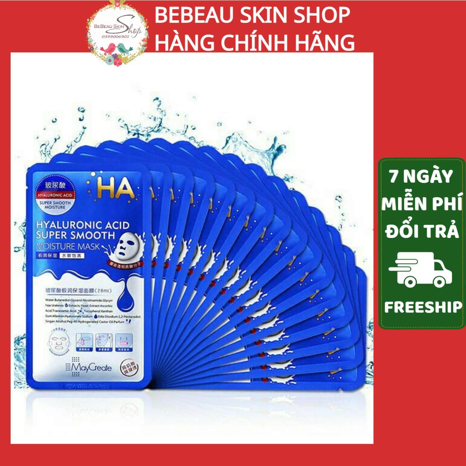 Mặt nạ HA Maycreate xanh 1 miếng bebeau
