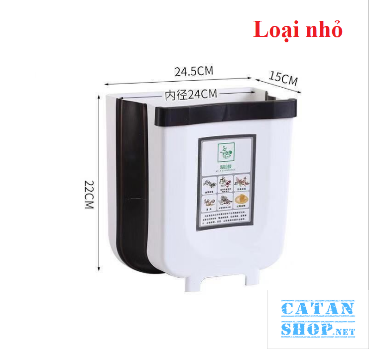 Garbage bucket, debris basket square multi-purpose folding compact hanger clip plastic kitchen cabinet plastic ultra durable for kitchen and car slightly gd352-thungracgg-vuong