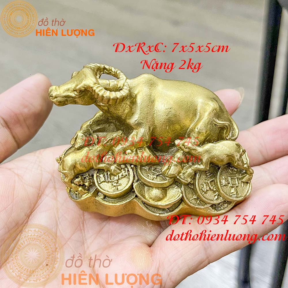 Feng Shui copper buffalo statue, LxWxH: 7x5x5cm, weight: 0.2kg
