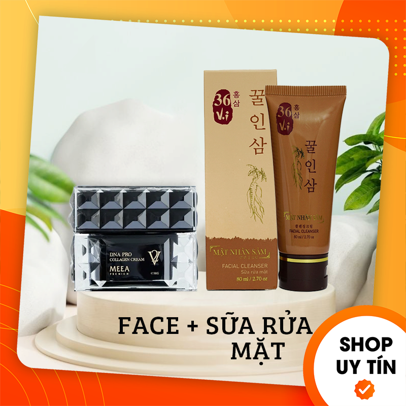 Combo sữa rửa mặt 36 vị mật nhân sâm + kem face cá hồi dna pro v2 meea organic
