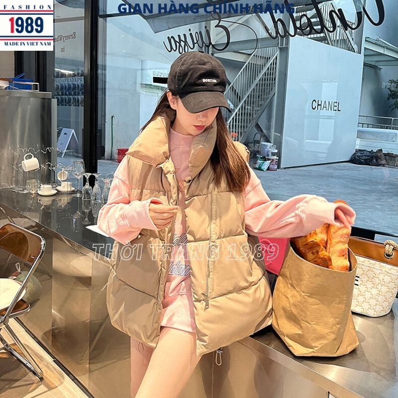 Áo khoác GILE phao ba lô trần bông siêu ấm , kiểu dáng hàn quốc ulzzang , áo khoác phao béo gi lê , áo khoác phao trần bông -THỜI TRANG 1989
