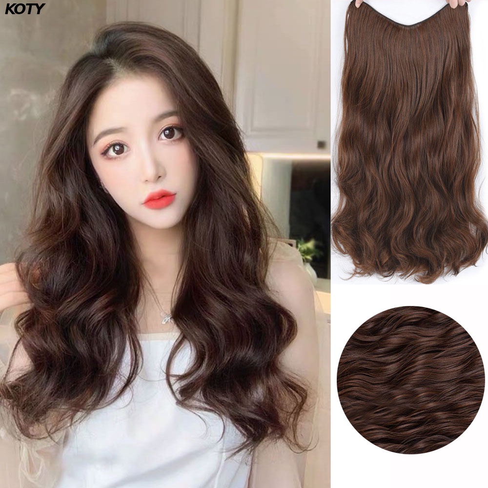 Tóc giả kẹp nửa đầu loại xoăn dải ngang 6 phím, k60