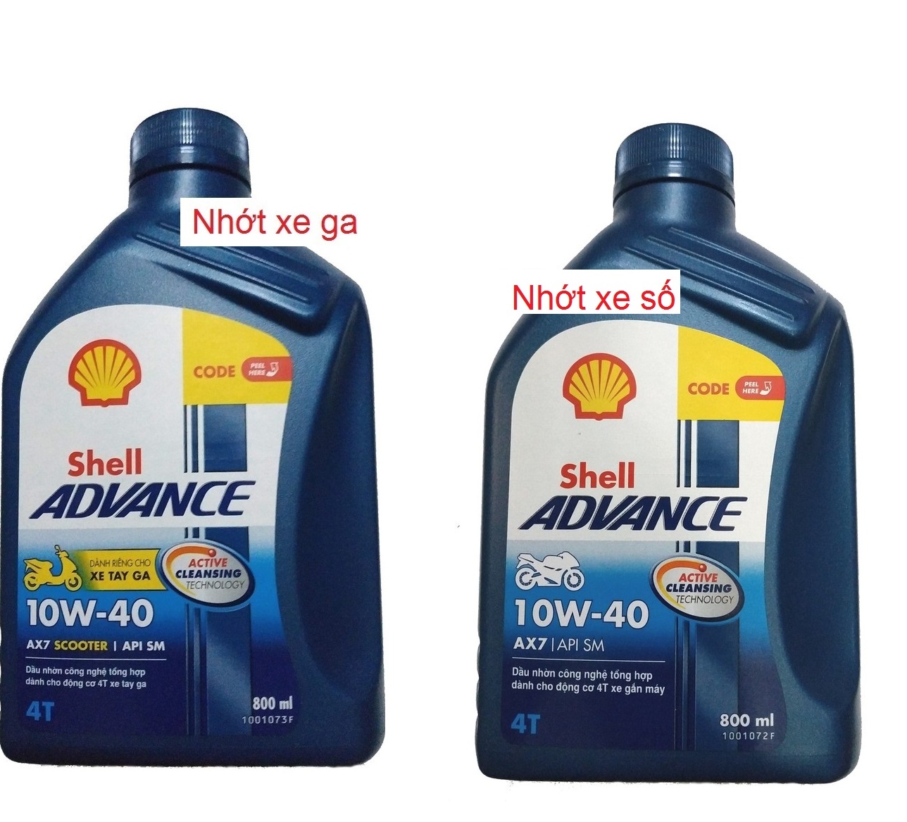 [DauNhot-PhuGia] Nhớt shell AX7 Scooter 10W40 0.8L, nhớt shell AX7 xe số 0,8L quý khách mua hàng chọn đung phân loại mua nhớt cho xe tay ga hoặc mua cho xe số ạ
