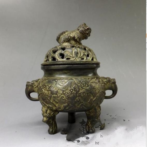 Lư Xông Trầm Hương Đồng Cổ Kỳ Lân