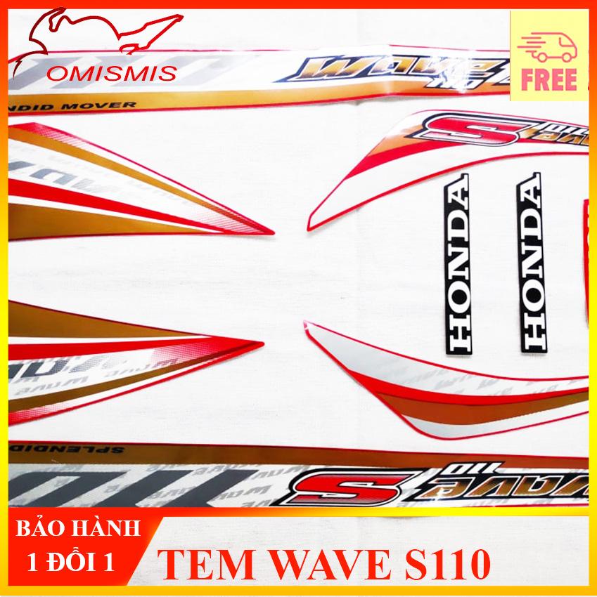 Bộ tem rời tem decal tem mẫu zin tem xe máy tem full 3 lớp cho wave s110 màu đỏ