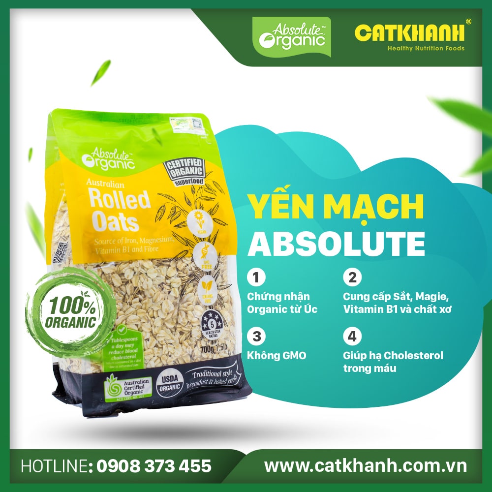 Yến mạch Absolute Organic túi 700gr - Giao nhanh