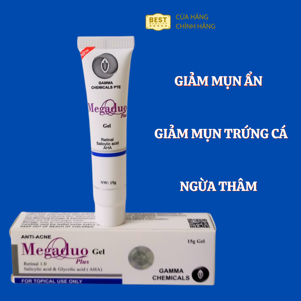 Megaduo Plus gel giảm mụn bọc, mụn ẩn, ngừa thâm, mờ sẹo, dưỡng da, dạng tuýp 15gr