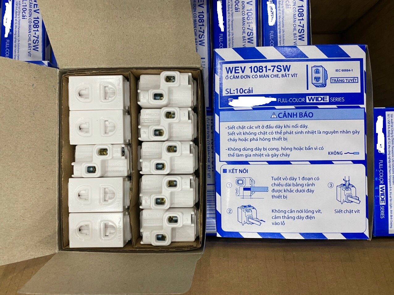 (Panasonic Hạt To) HỘP 10 Ổ Cắm bắt vít, Panasonic hàng Wide