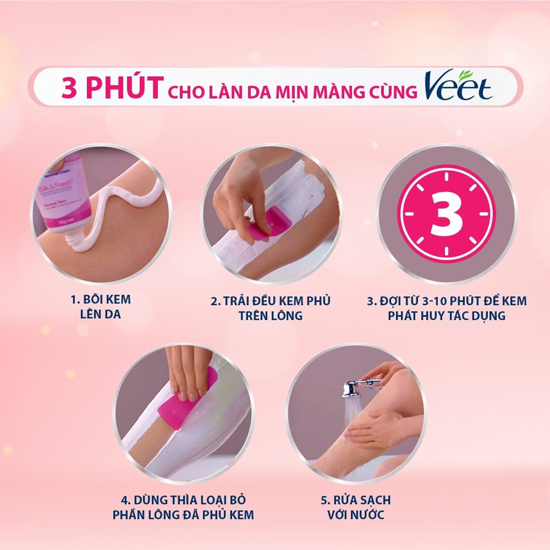 8/2026 - Kem Tẩy Lông VEET Pháp 100ML Cho Da Thường (Màu Hồng)