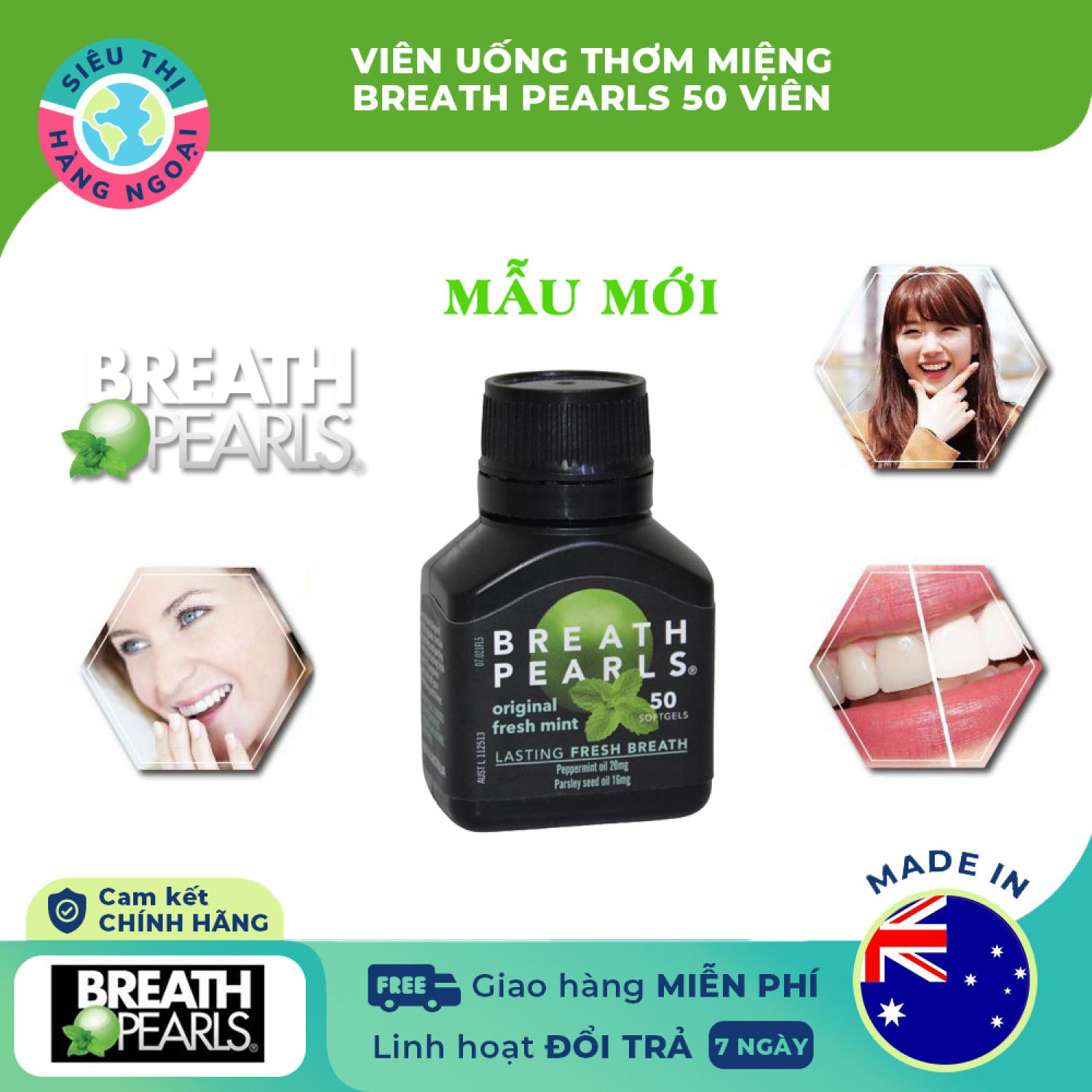 [HCM]Viên uống thơm miệng Breath pearls 50 viên