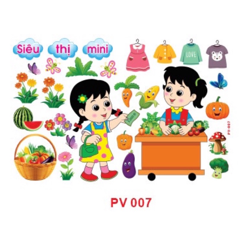 Decal mầm non - BÉ CHỌN VAI GÌ khổ lớn 127x80