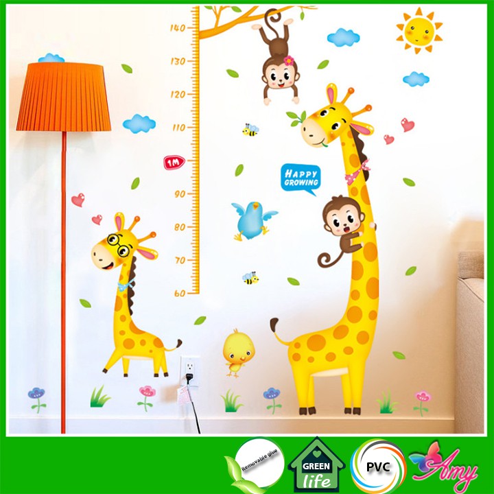 Thước đo chiều cao hươu cao cổ 6 dán tường cho bé yêu amyshop