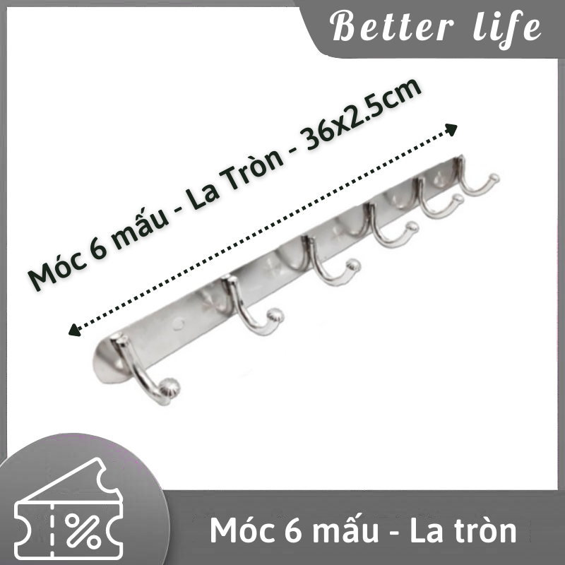 Móc treo quần áo inox 6 móc ( Không gỉ sét ) - BetterLife