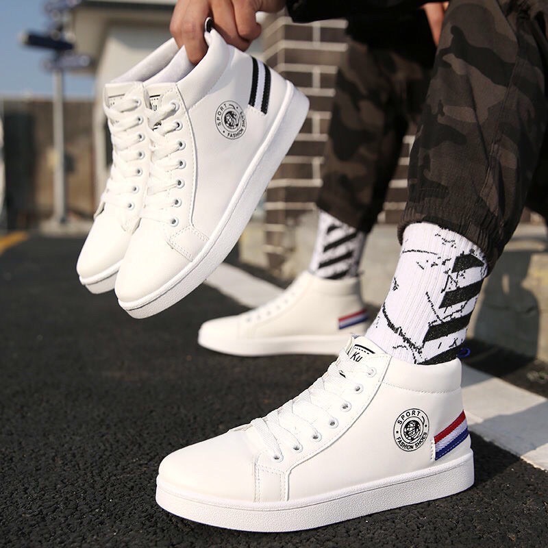 Giày nam sneaker cổ cao gót Cờ 3 màu độc lạ