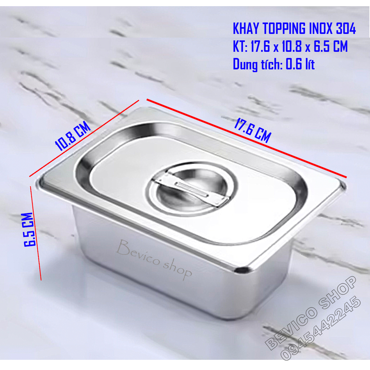 Khay inox đựng thạch topping, đựng thực phẩm (nhiều size)