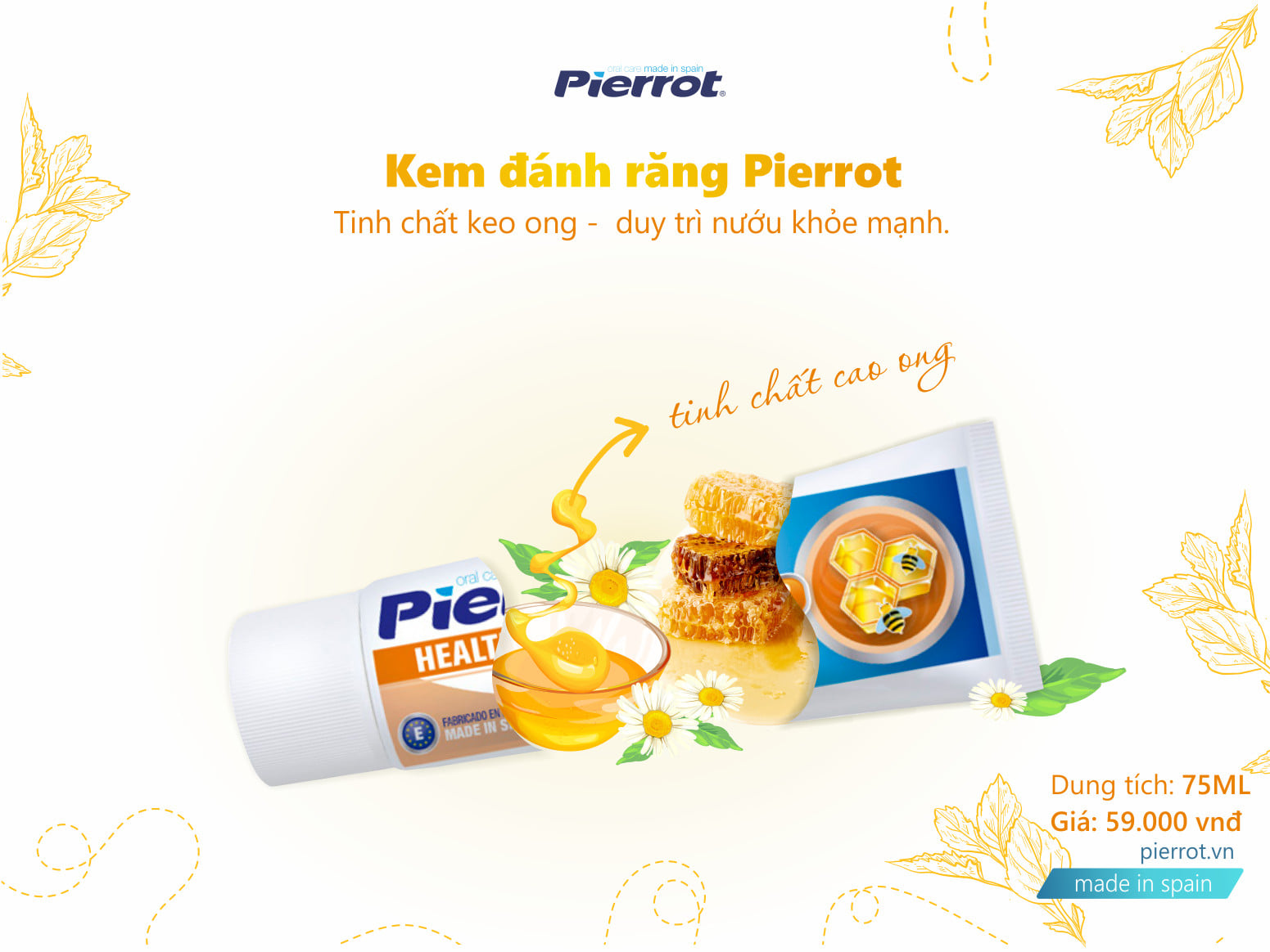 Kem đánh răng Pierrot keo ong chắc khỏe nướu 75ML