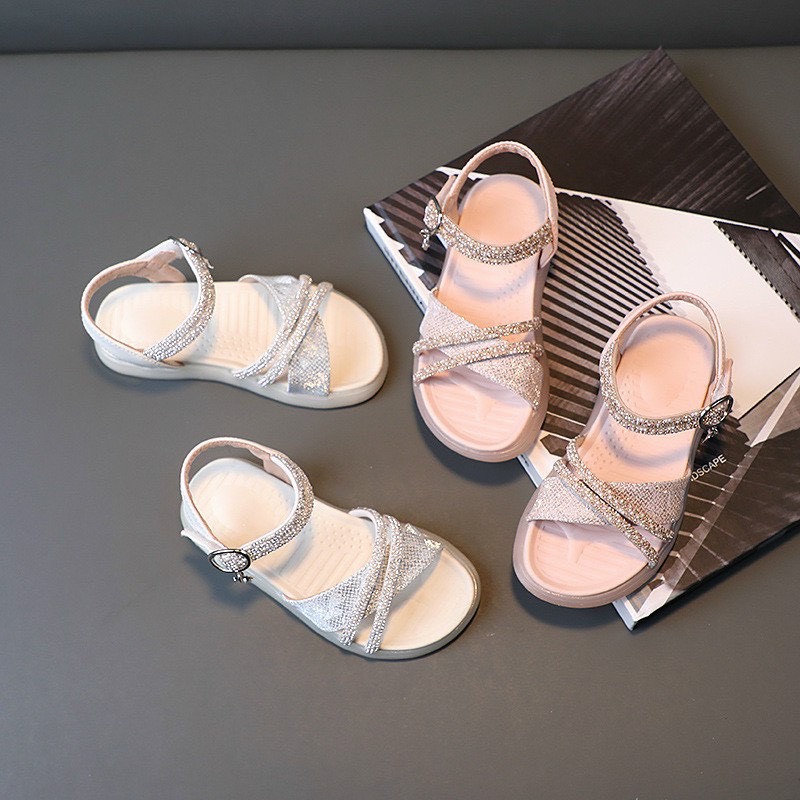 Giày Sandal quai chéo lấp lánh cho bé gái