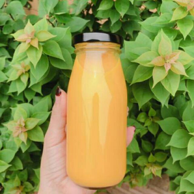 Combo 6 Chai thủy tinh 200ml trơn nắp đen