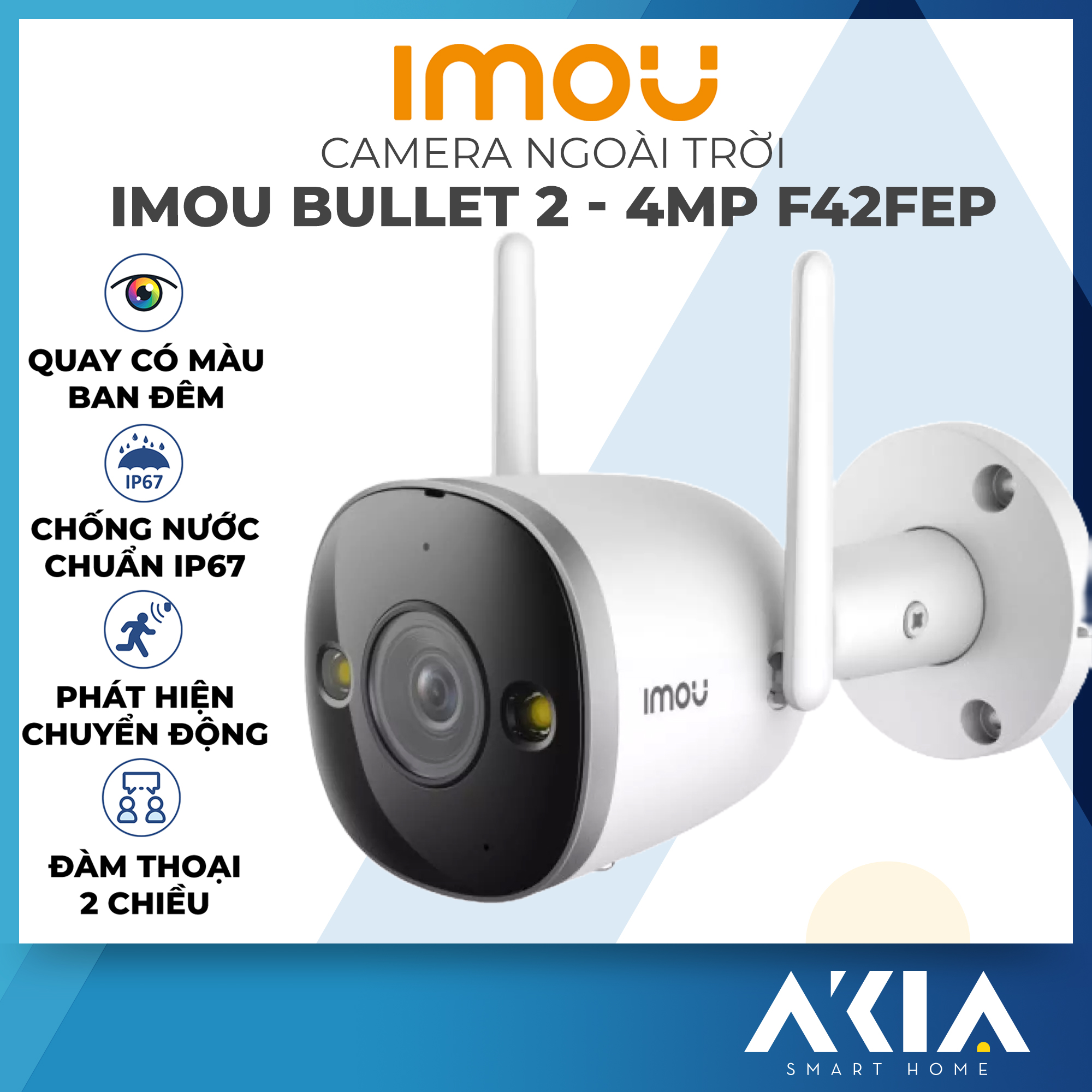 Imou Bullet 2 Security Camera Outdoor, Human Motion Detection, IP67 Weatherproof 4MP Bullet Camera,98ft Night Vision IP Wi-Fi Camera, Local & Cloud Storage,Wired