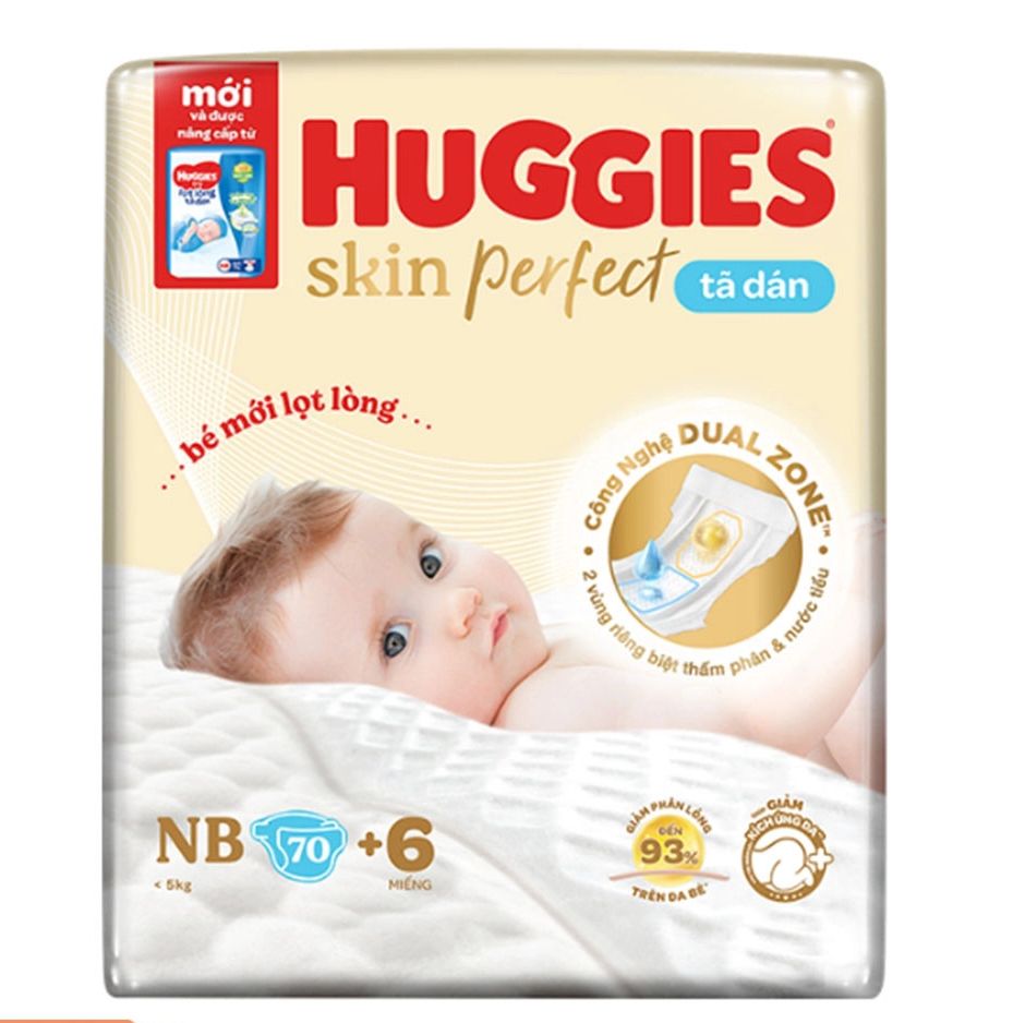 Tã dán sơ sinh huggies nb70 miếng skinperfect tặng kèm 6 miếng