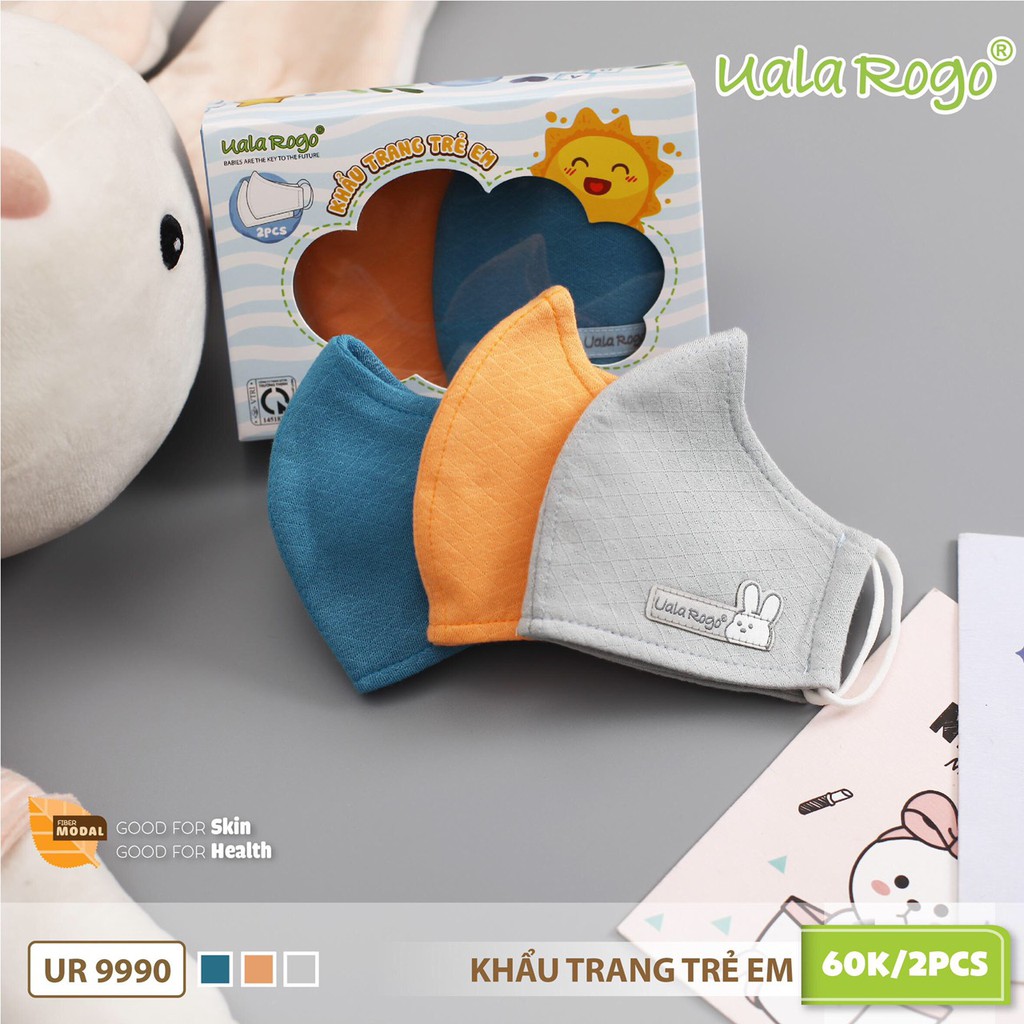 Khẩu trang vải kháng khuẩn Uala rogo 0-6 tuổi