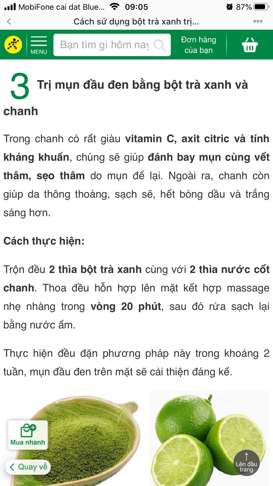 Bột trà xanh đắp mặt nguyên chất - Giảm Mụn trắng da