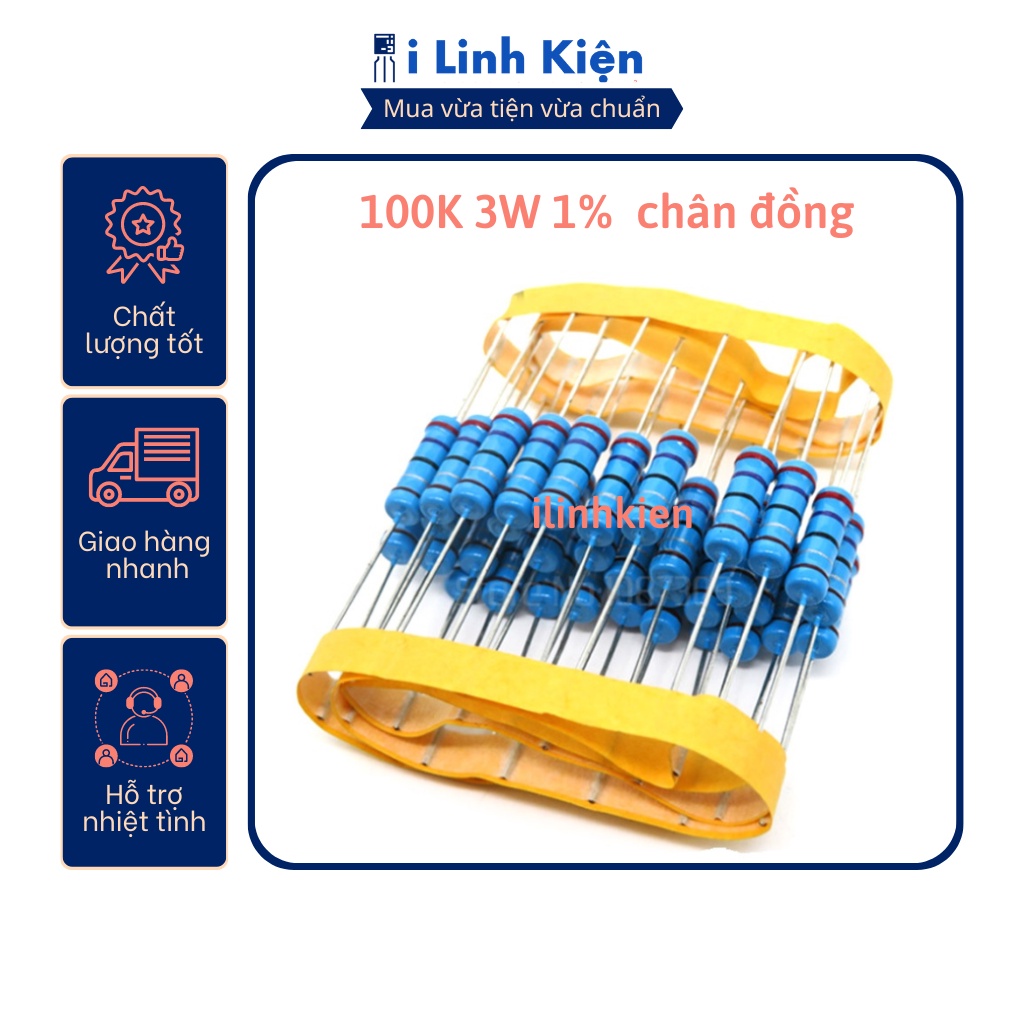Điện trở vạch 3w 100k 1% chân đồng